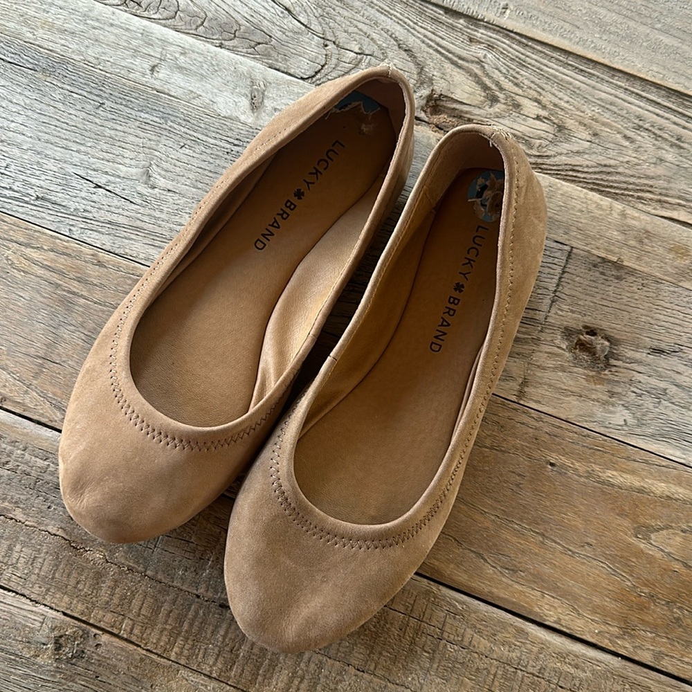 Lucky Brand Eminem Brown Leather Ballet Flats W 6, excellent condition